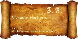 Blander Norbert névjegykártya